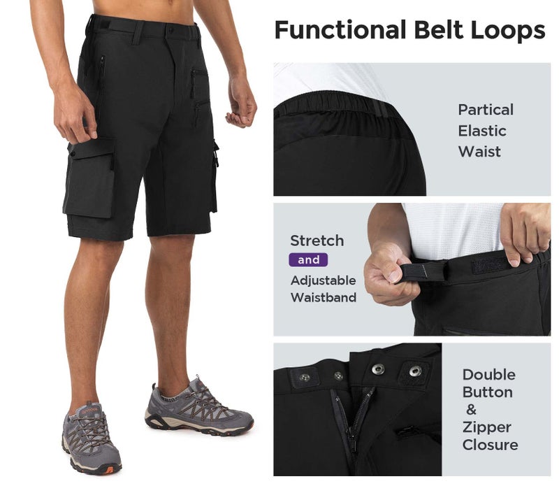 Wespornow Men's-Hiking-Shorts Tactical Shorts Lightweight-Quick-Dry-Outdoor-Cargo-Casual-Shorts for Hiking (Black, X-Large) - Image 3